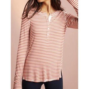 Anthropologie Pure + Good Peach Striped Henley Size L